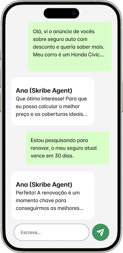 Mockup do chat com agente de IA